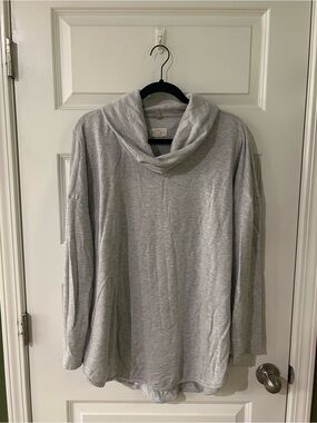 Lou & Grey Heather Light Gray Cowl Neck Pullover